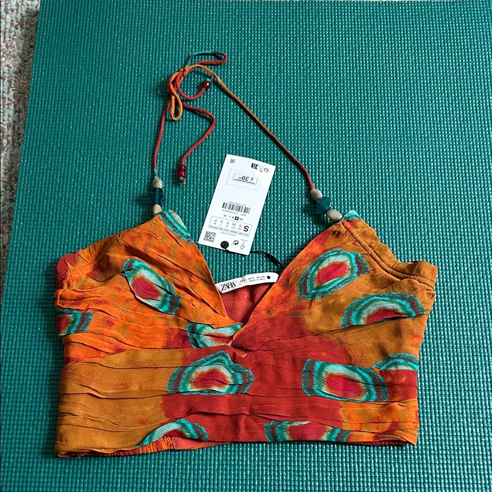Zara Colorful Abstract halter Top
